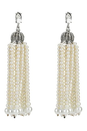 Danessa Tassel Pearl Diamond Earrings