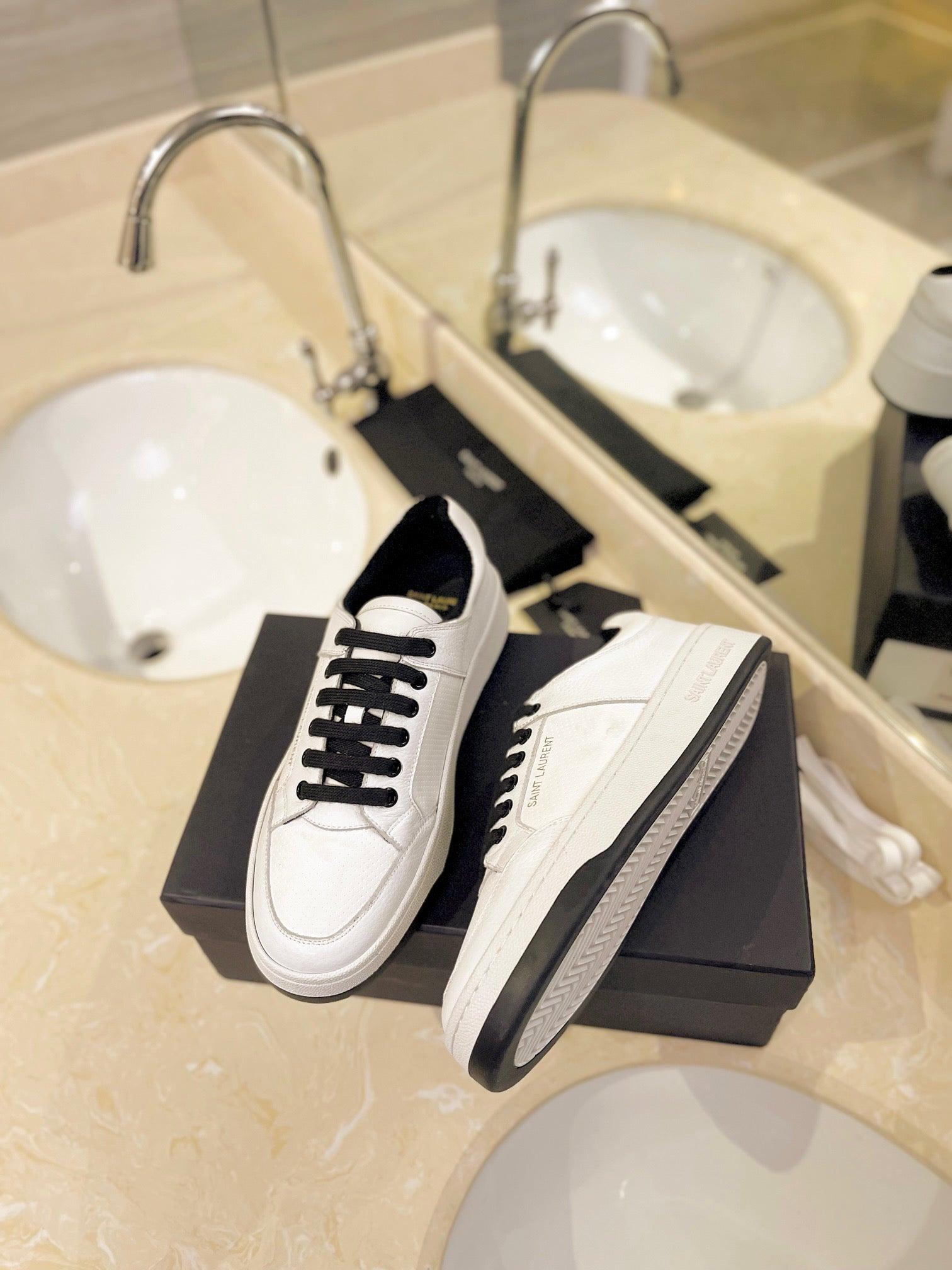 VSL Black and White Leather Sneakers-165 - tntwear1