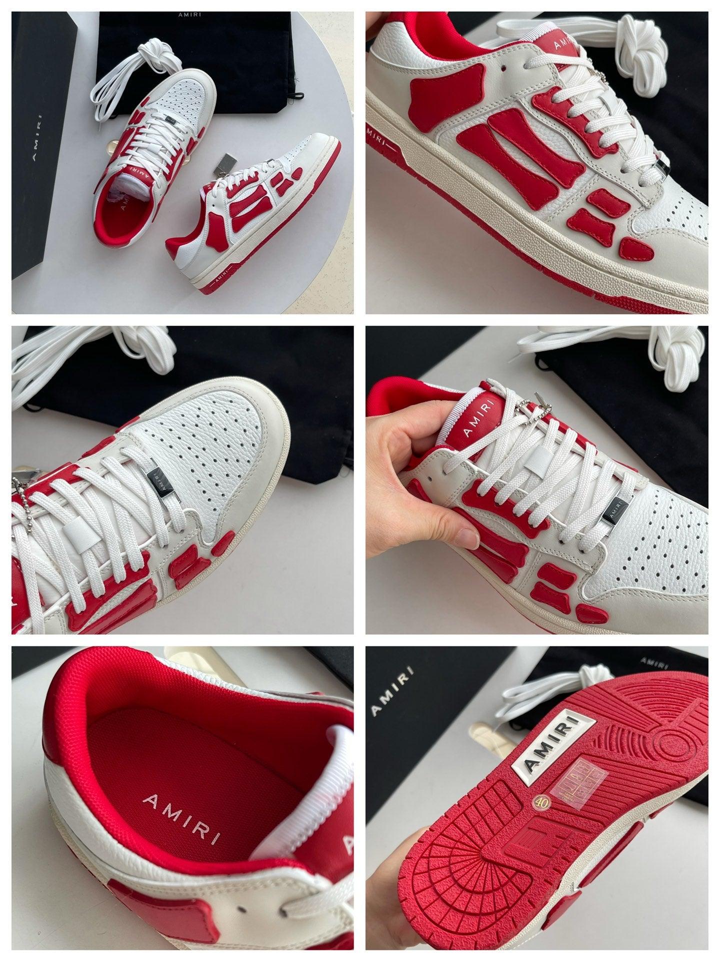 AMR Skel Top Low Red and White Sneakers-193 - tntwear1