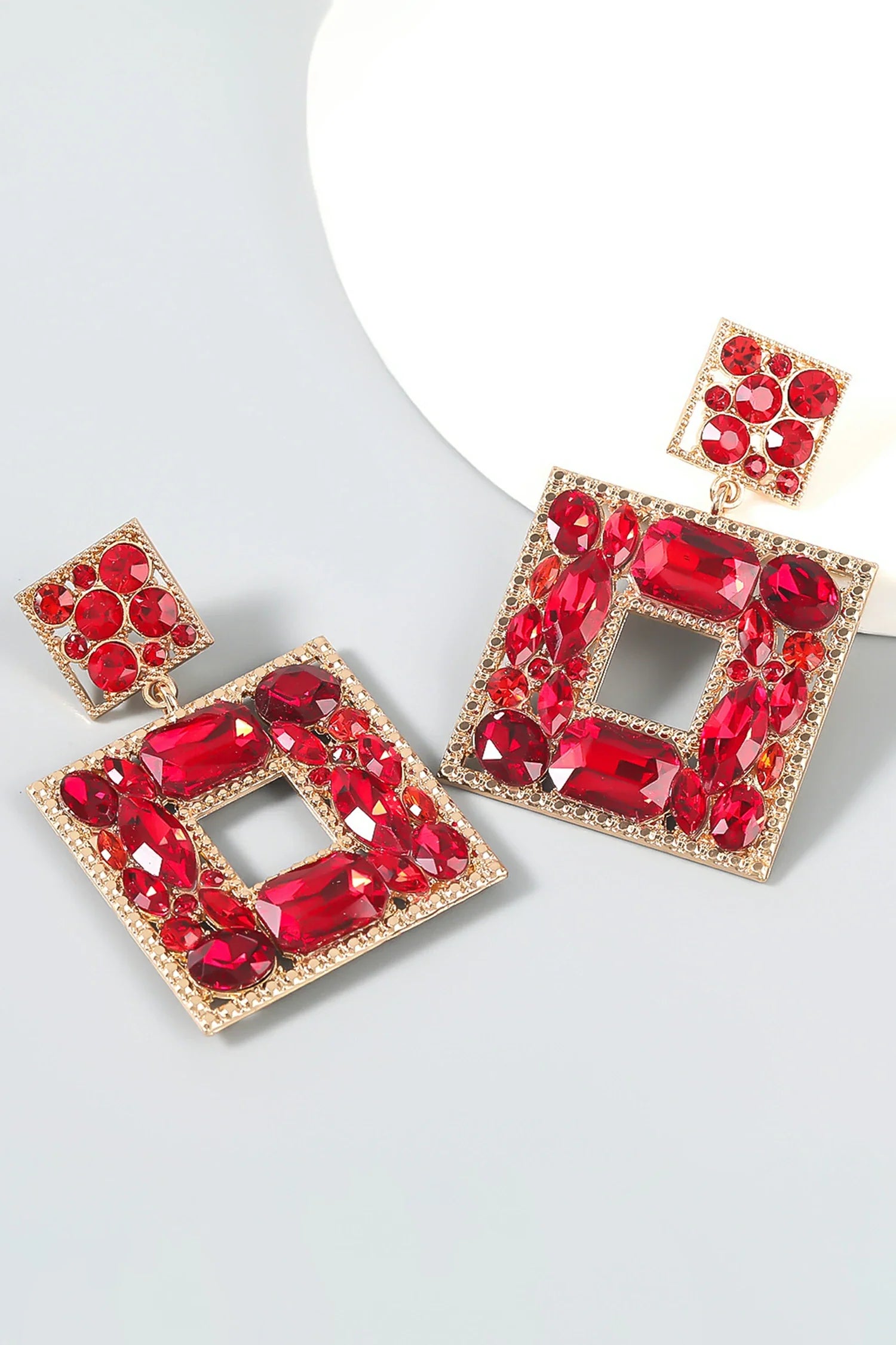 Annelise Square Crystal Diamond Earrings