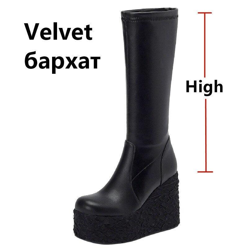 Newest Women Ankle Boots Autumn Winter Fashion Punk Style High Platforms Wedges Heels Shoes Party Night Club - tntwear1