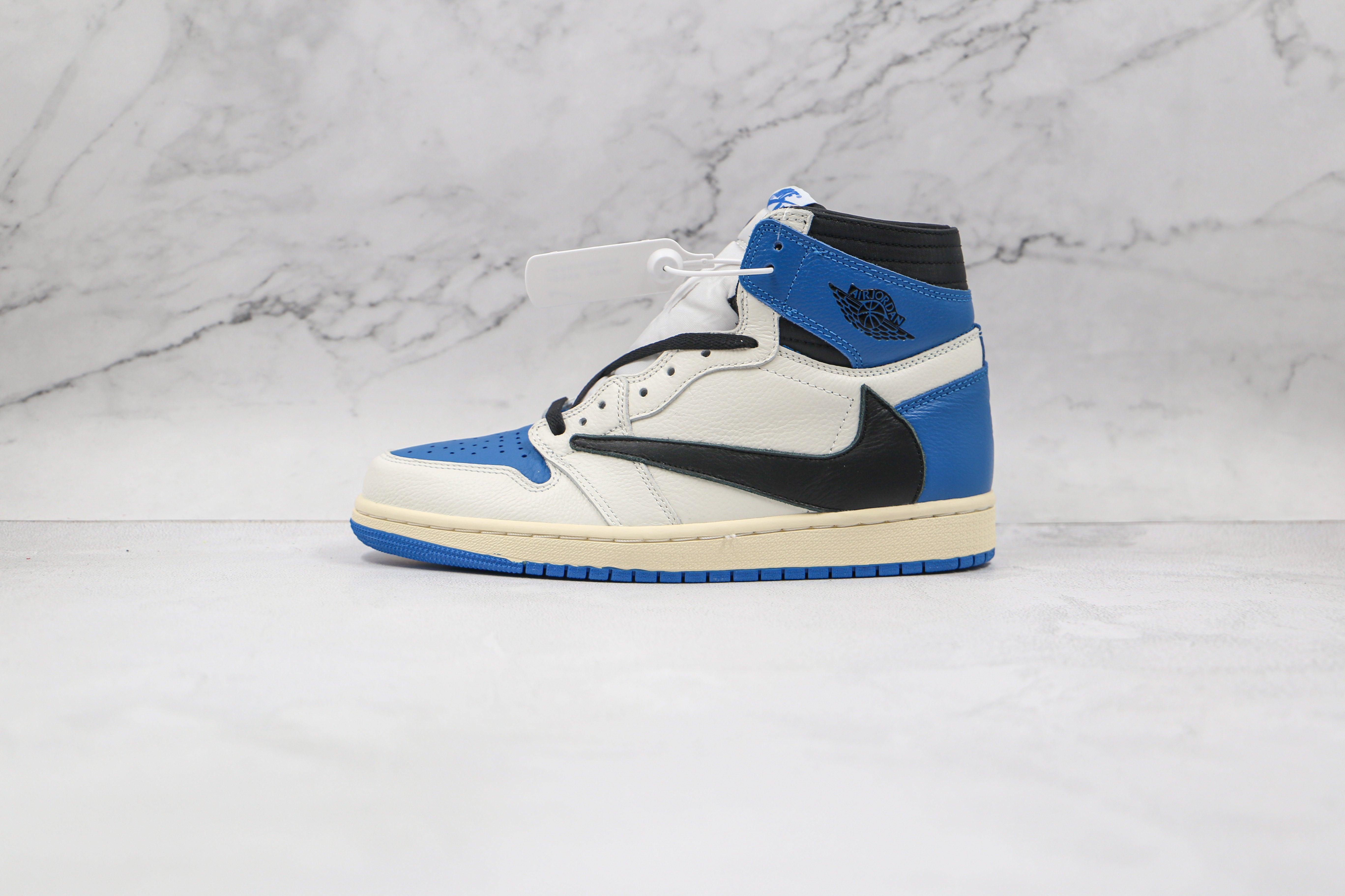 Custom Blue T-Scott x Fragment x Air Jordan 1 High Q ( Customs And Box ), Jordan 1 Sneakers Active - tntwear1