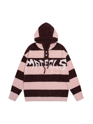 Tntwear Jacquard Knit hooded Striped Sweater