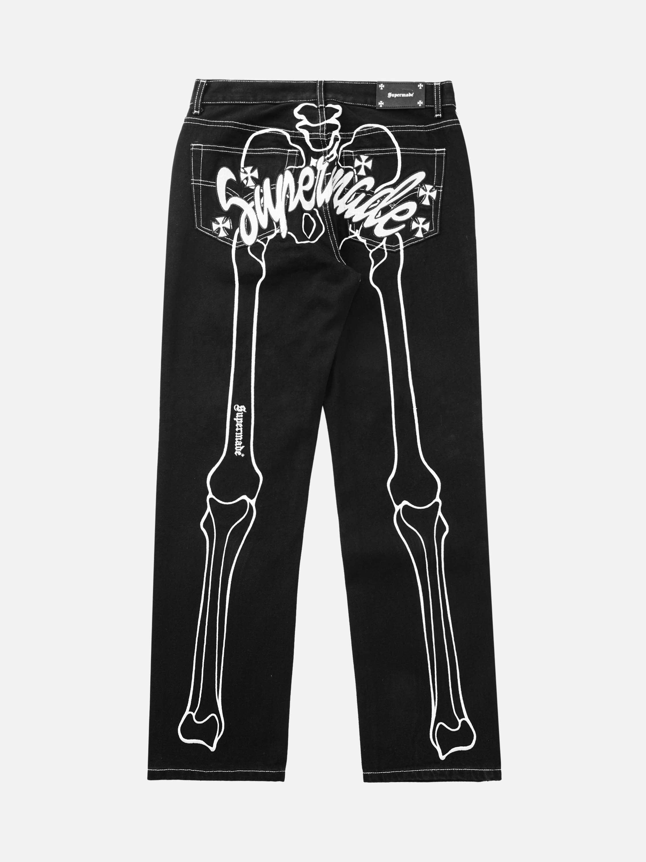 1984 Hip Hop Bones Embroidered Jeans - 1859 - tntwear1