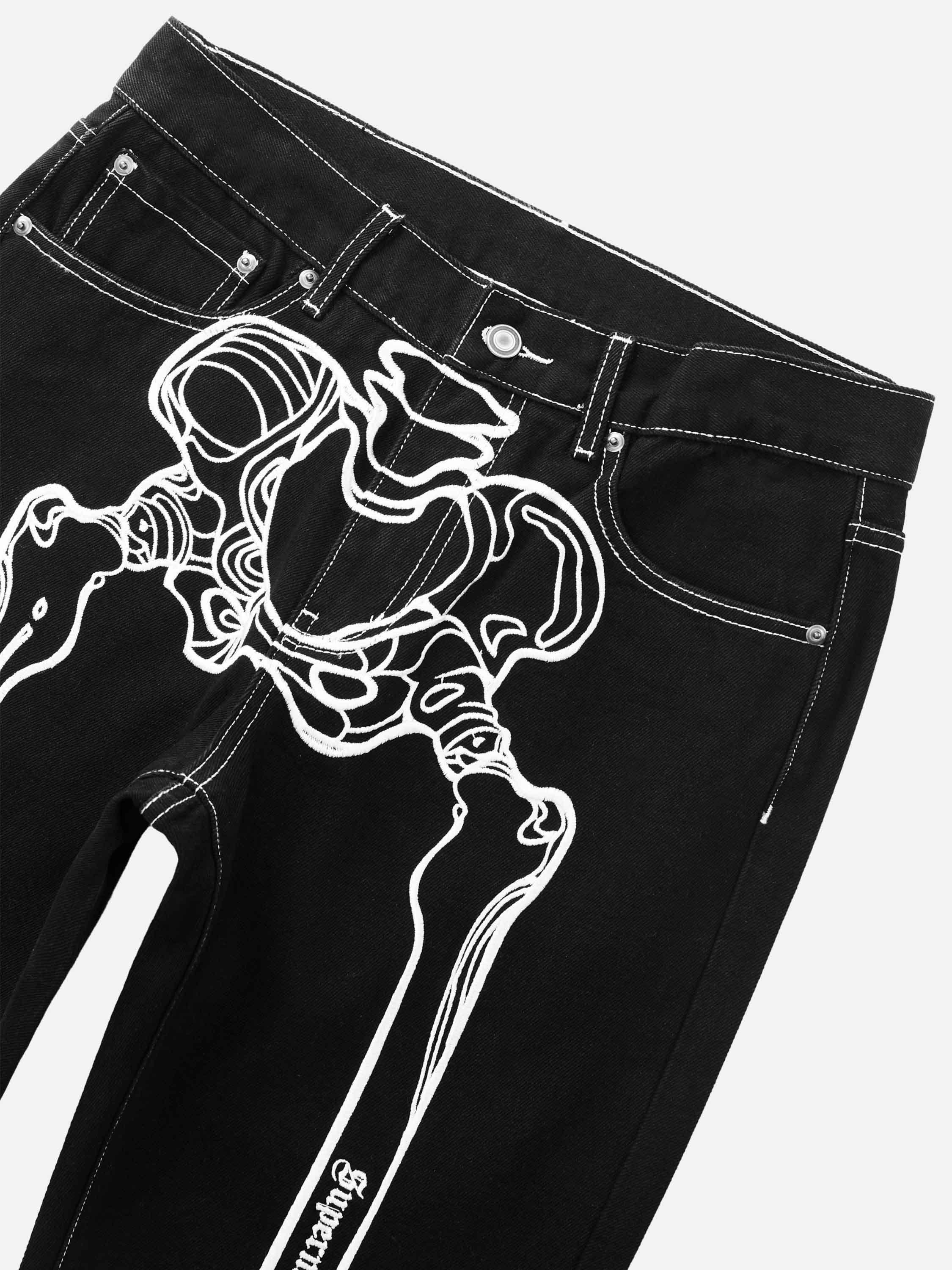 1984 Hip Hop Bones Embroidered Jeans - 1859 - tntwear1