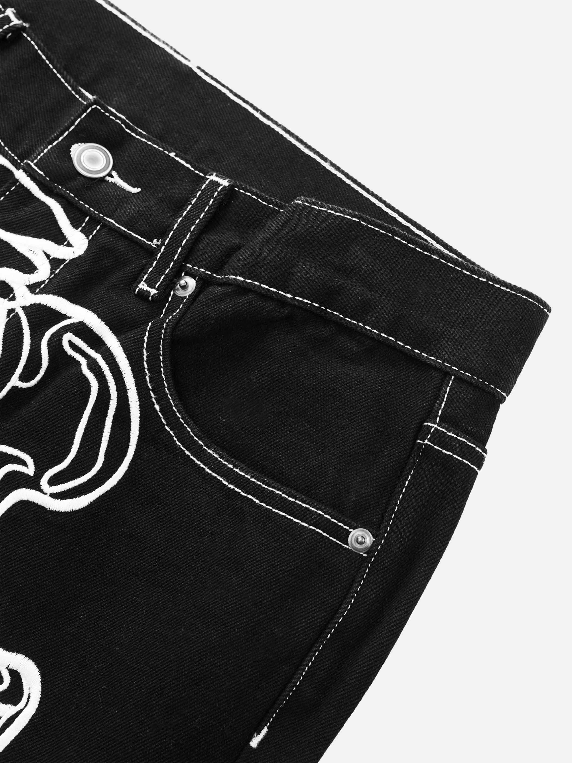 1984 Hip Hop Bones Embroidered Jeans - 1859 - tntwear1