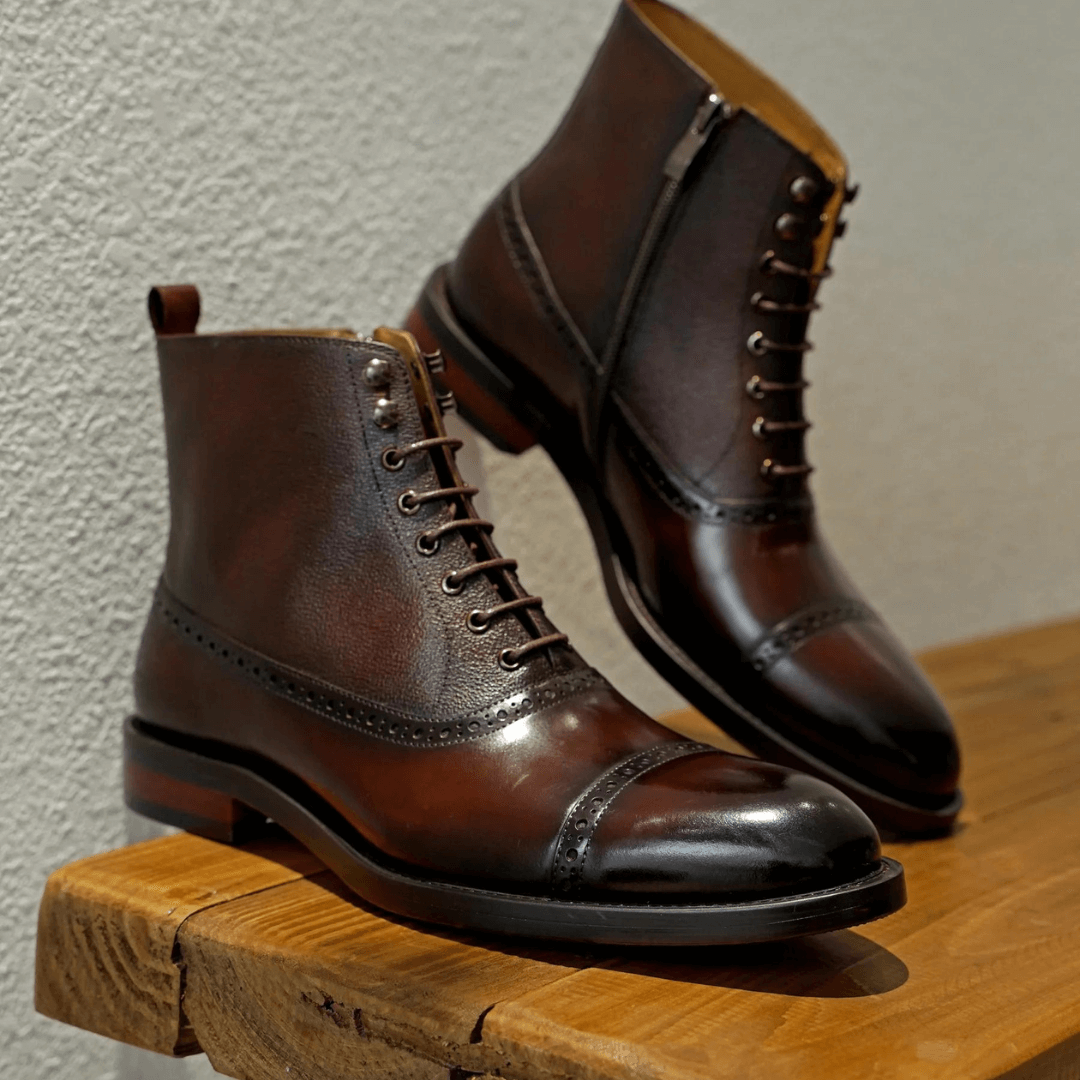 Trailblazer Marble Patina Combat Boots - Brown