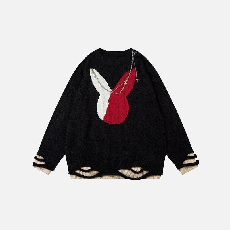 Rabbit Jacquard Chain Knitted Sweater - tntwear1