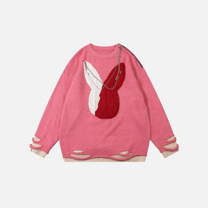 Rabbit Jacquard Chain Knitted Sweater - tntwear1