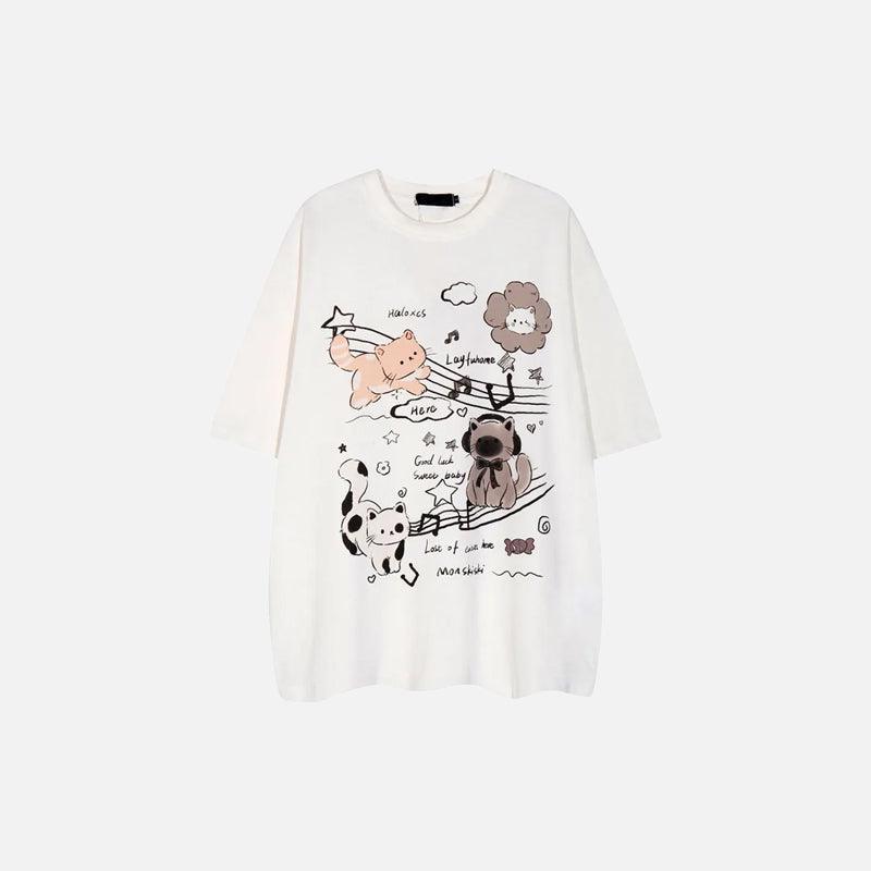 Kanji Cats Graffiti T-shirt - tntwear1