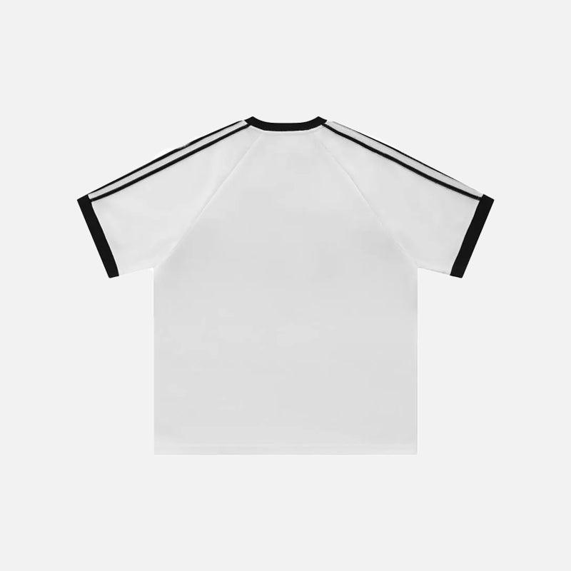 Y2K Sports Striped Patchwork T-shirt - tntwear1