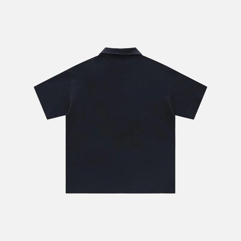 Retro Zip-up Polo Patchwork T-shirt - tntwear1