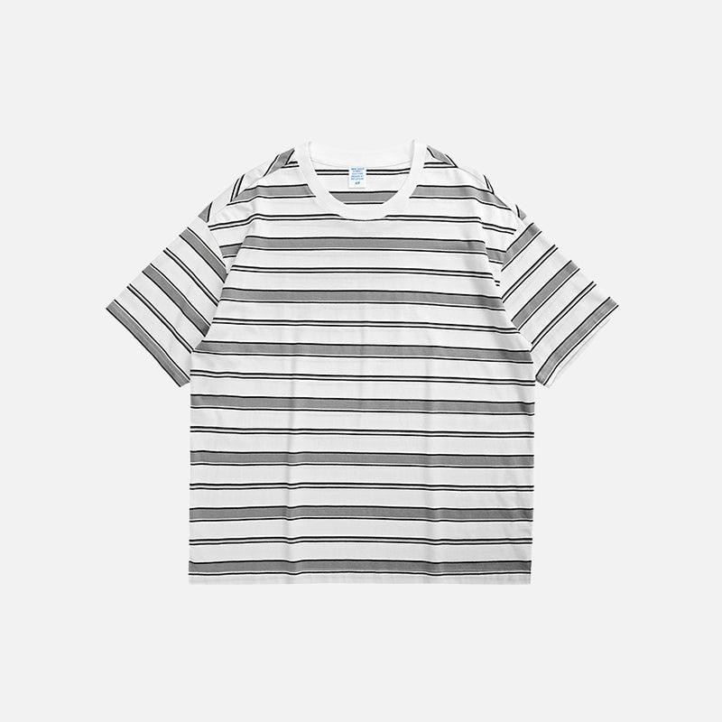 Loose Striped Contrast Color T-shirt - tntwear1