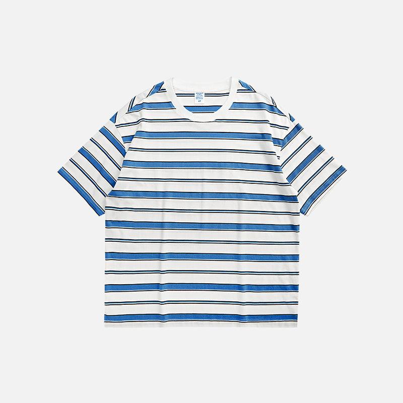 Loose Striped Contrast Color T-shirt - tntwear1