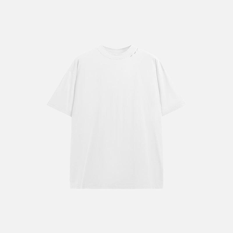 High-neck Respecting Solid Loose T-shirt - tntwear1