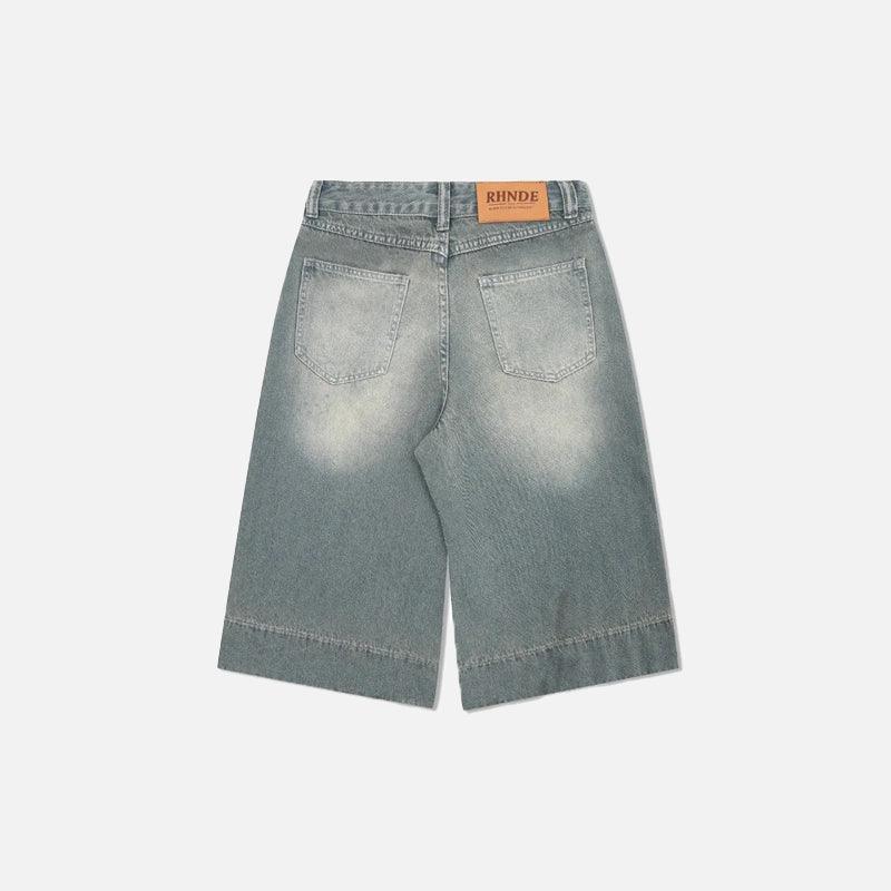 Washed Blue Wide-leg Jorts - tntwear1