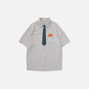 Spring Necktie Striped Shirt - tntwear1