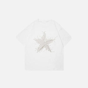 Splashing Milk Star Graphic T-shirt - tntwear1