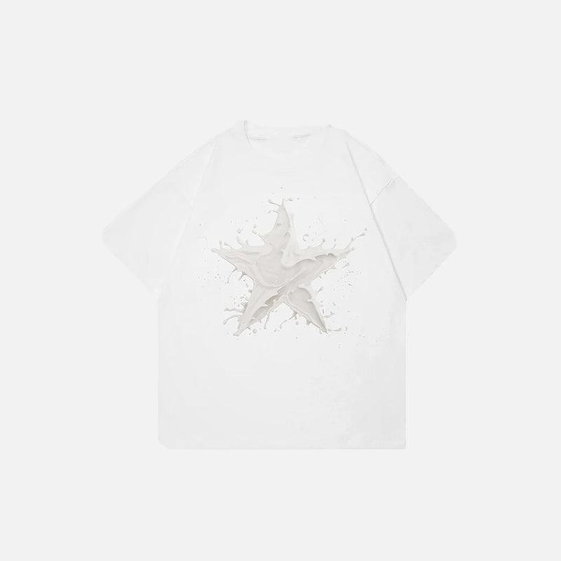 Splashing Milk Star Graphic T-shirt - tntwear1