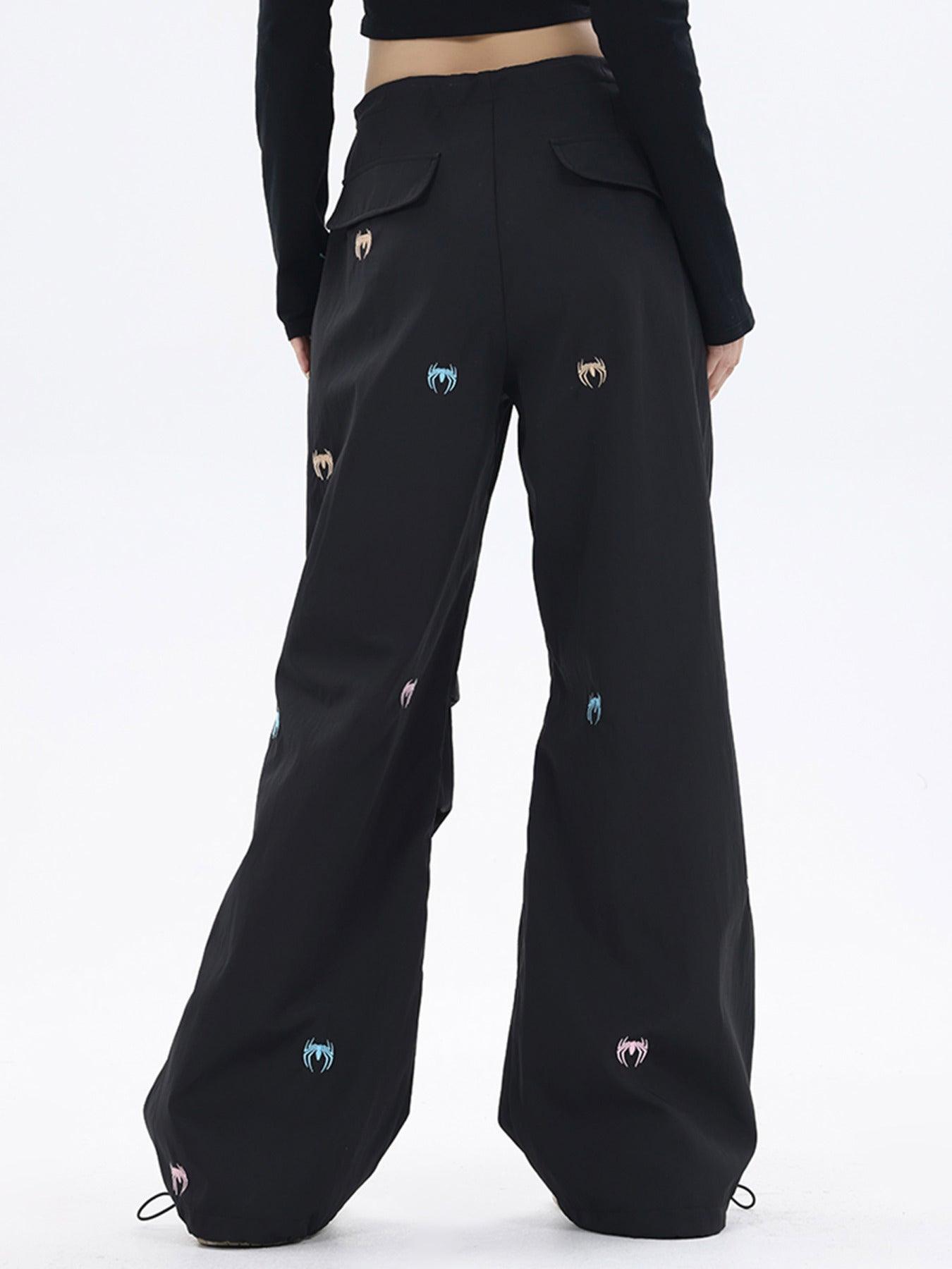 1984 Embroidered Spider Straight Leg Wide Leg Pants - 1745 - tntwear1