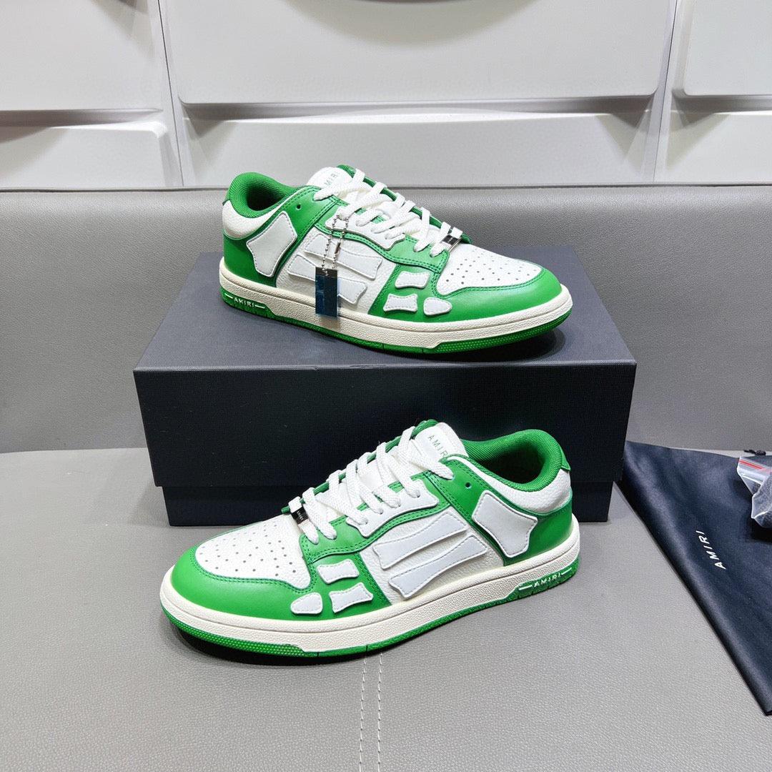 AMR Skel Top Low White and Green Sneakers-154 - tntwear1