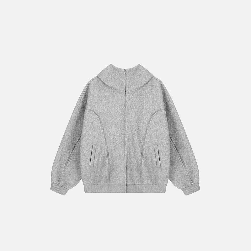 Curved Seam Zip-Up Hoodie - tntwear1