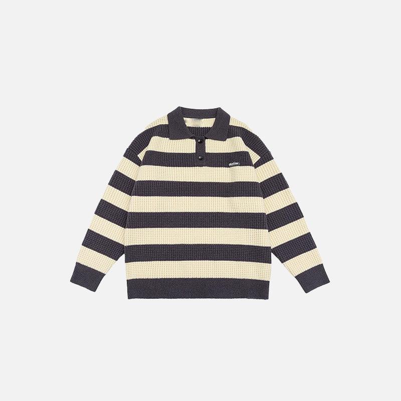 Classic Striped Polo Sweater - tntwear1