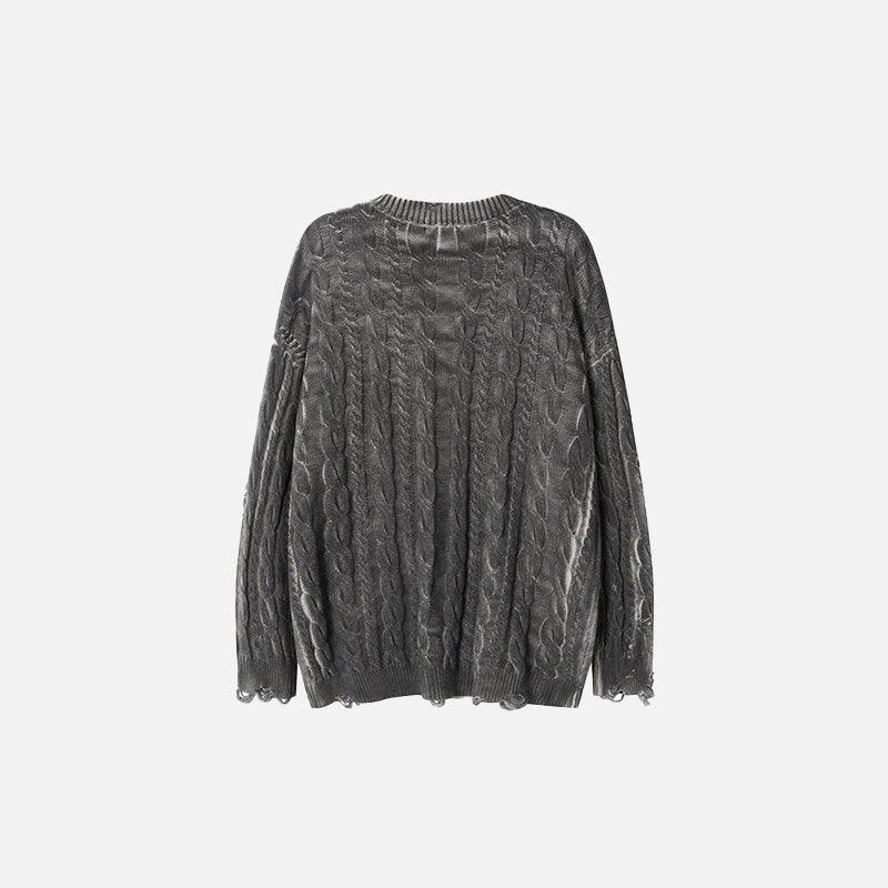 Distressed Cable Knit Sweater - tntwear1