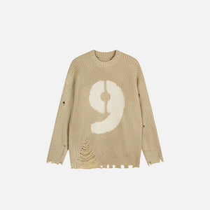 Distressed Number 9 Sweater - tntwear1