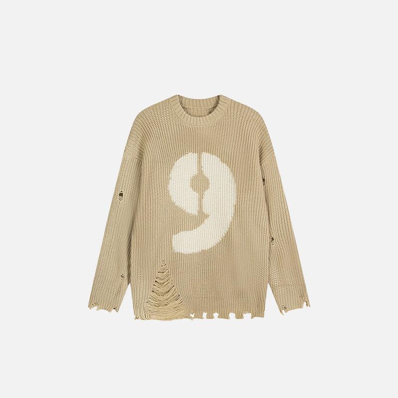 Distressed Number 9 Sweater - tntwear1