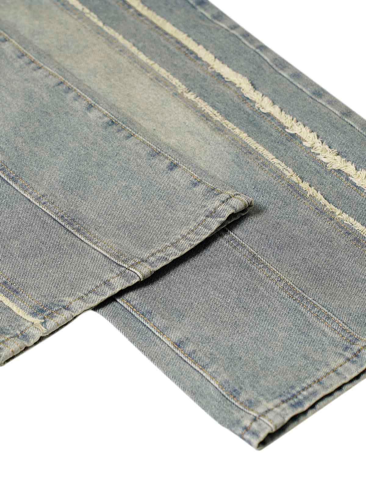 Tntwear Washed Distressed Raw Edge Baggy Jeans - tntwear1