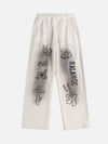 1984 American Style Spray Painted Letters Washed Casual Sweatpants - tntwear1