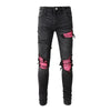 1984 Cracked Leather Patch Biker Streetwear Jeans S001 - tntwear1