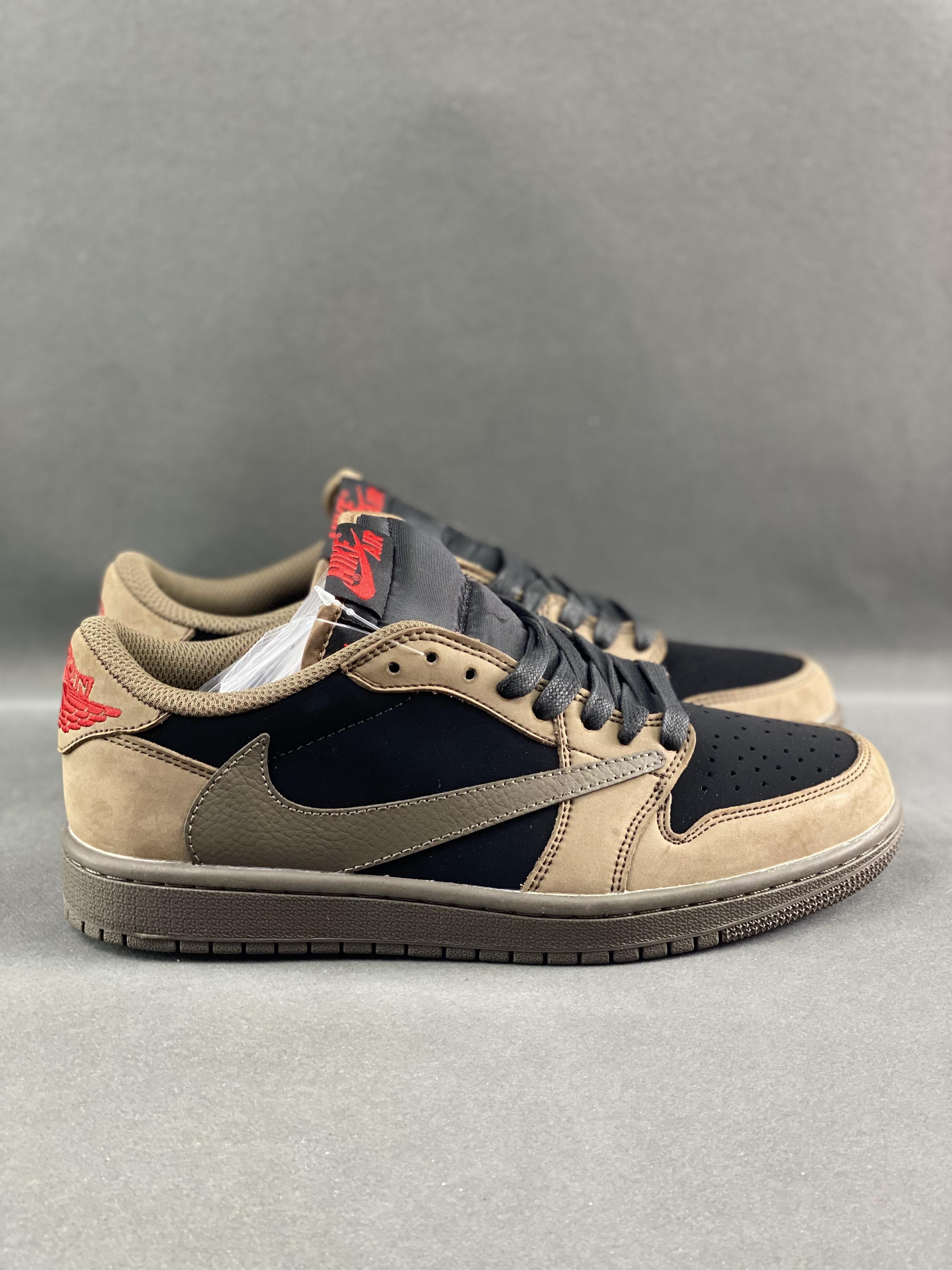 Custom Travis Scott x Air Jordan 1 Low Velvet Brown - tntwear1