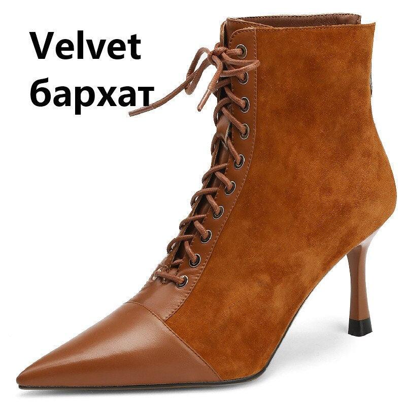 Elegant Women Ankle Boots Pointed Toe Thin High Heels - tntwear1