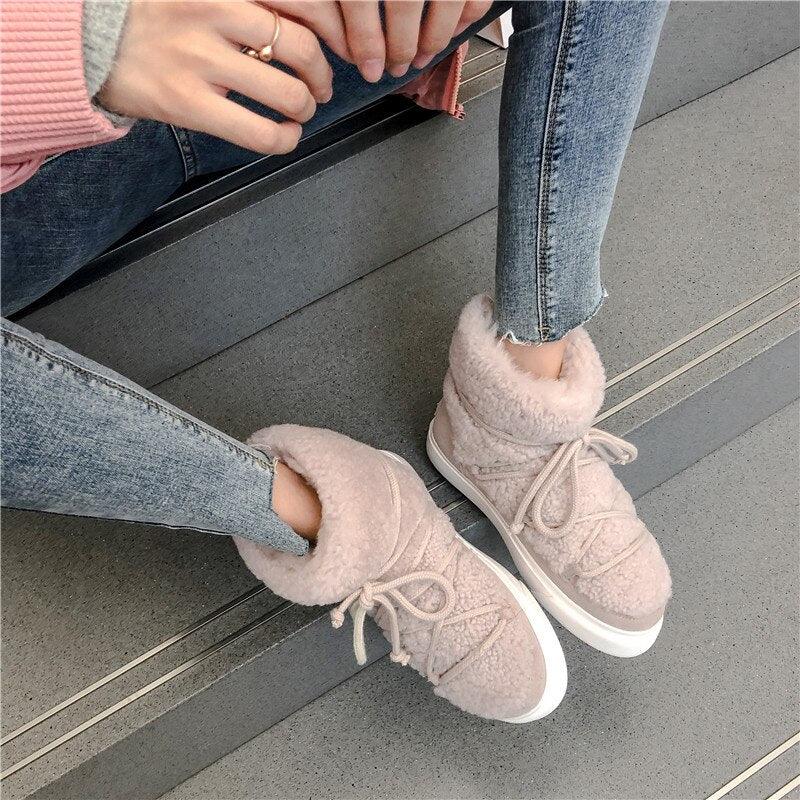 FEDONAS Sweet Women Wool Cow Suede Ankle Boots Female Big Size Snow Boots Dancing Casual Shoes Woman Newest Flats Platform Boots - tntwear1