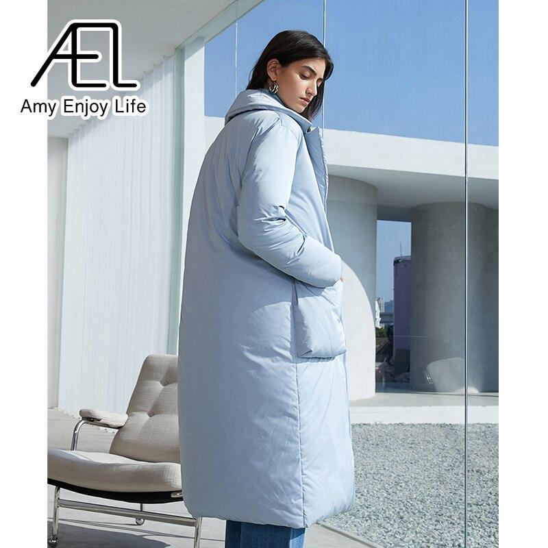 Autumn And Winter Solid Color Thickened Long Lapel Street Shot Down Jacket Women - tntwear1