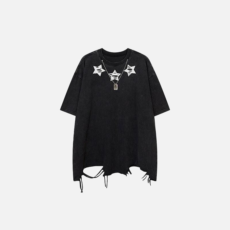 Y2k Chain Ripped Washed T-shirt - tntwear1