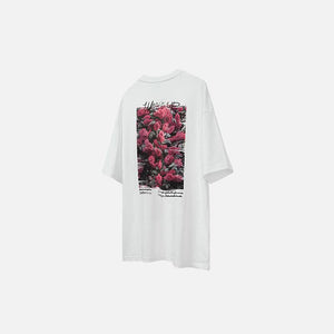 Loose Rose Flower Print T-shirt - tntwear1