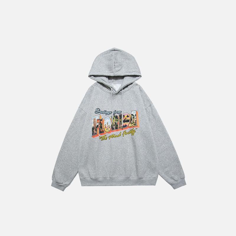 "Florida" Fleece Letter Print Hoodie - tntwear1