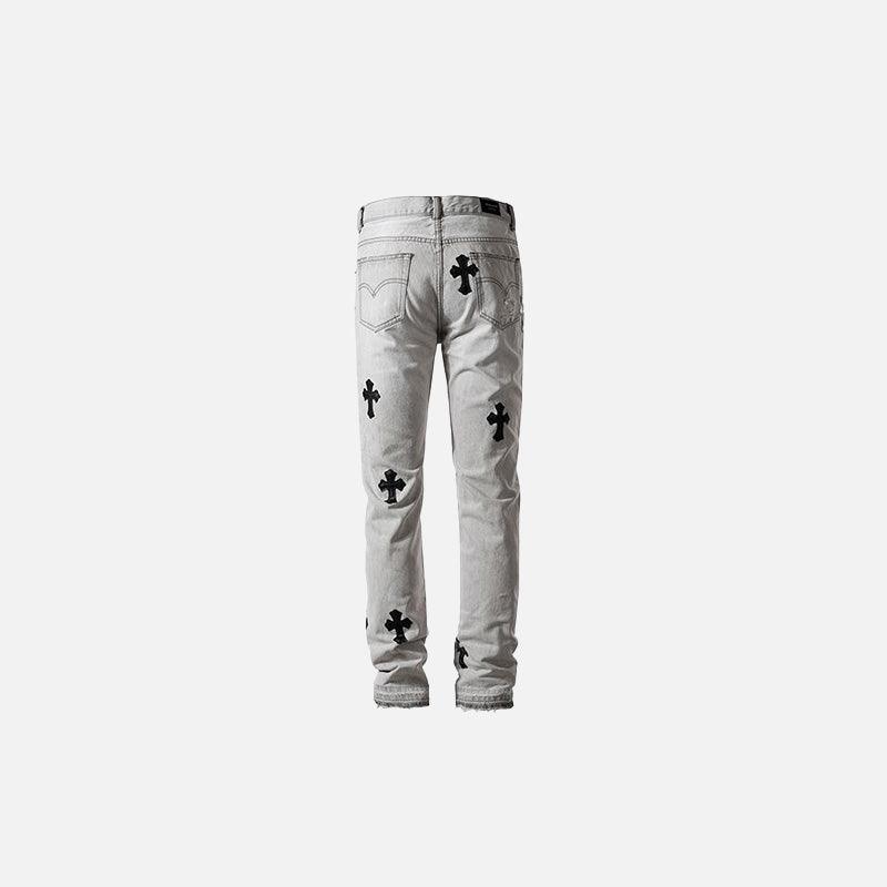 Cross Ripped Straight-fit Jeans - tntwear1