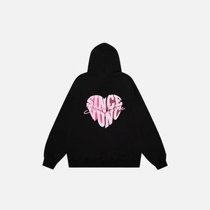 Loose Peach Heart Washed Hoodie - tntwear1