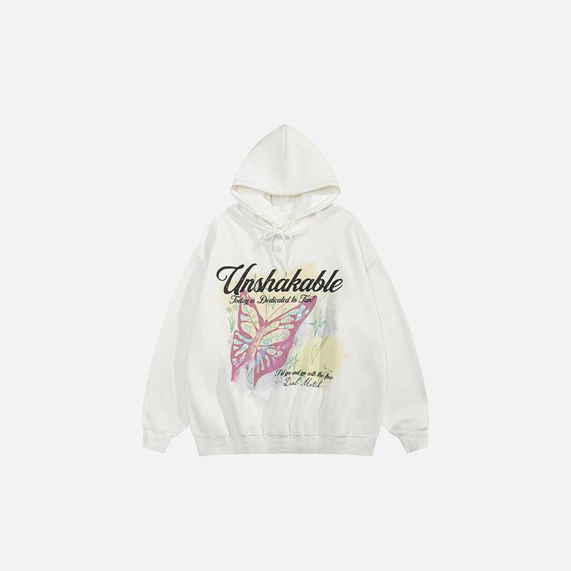 Butterfly Printed Loose Hoodie - tntwear1