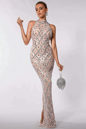 Abrielle Diamante Halter Neck Mermaid Dress