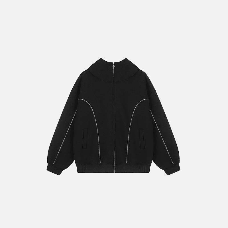 Curved Seam Zip-Up Hoodie - tntwear1