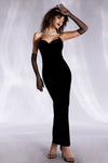 Mastroli Strapless Velvet Bandage Maxi Dress