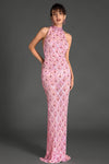 Vasilis Diamond Halter Neck Mermaid Dress In Pink