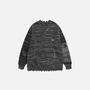 Loose Ripped Knitted Sweater - tntwear1