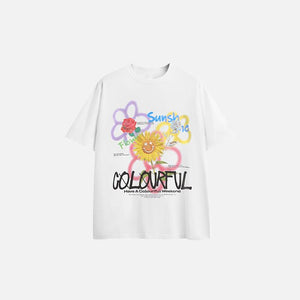 Loose Graffiti Sunflower T-shirt - tntwear1