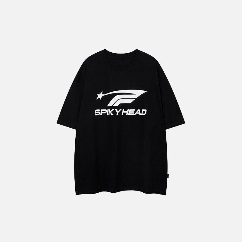 "Spiky Head" Letter Print T-shirt - tntwear1